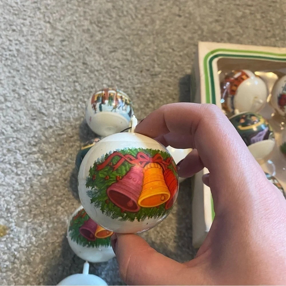 Vintage Charles Dickens Christmas Carol Scrooge Unbreakable Ball Ornament Lot